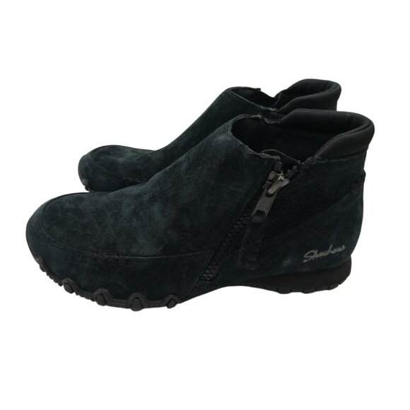Skechers Black Suede Ankle Boots Relaxed Fit Memory Foam Womens Size 6 US - Picture 1 of 9